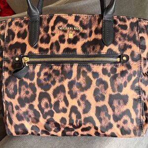Michael Kors Leopard Print Tote in Brown and Black